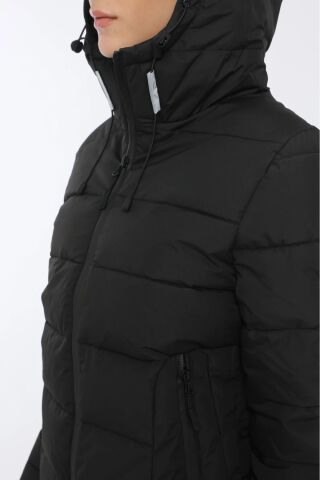 Lumberjack Apreskı Coat Siyah Kadın Kısa Kaban