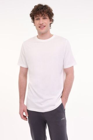 Lumberjack CT110 PM KOL ARMALI BASKISIZ 0 YAKA BASIC KISA KOL TSHIRT