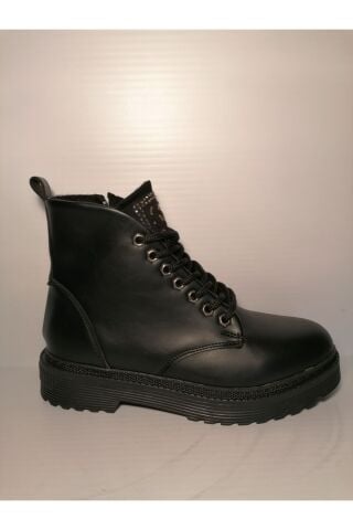 SOLMAZ Ermod Taşlı Siyah Renk Yandan Fermuarlı Bot