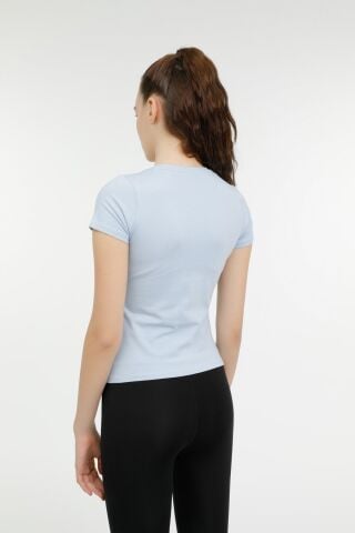 Lumberjack W-CT130 BASIC V NECK T-SH Mavi Kadın Kısa Kol T-Shirt