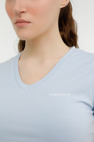 Lumberjack W-CT130 BASIC V NECK T-SH Mavi Kadın Kısa Kol T-Shirt