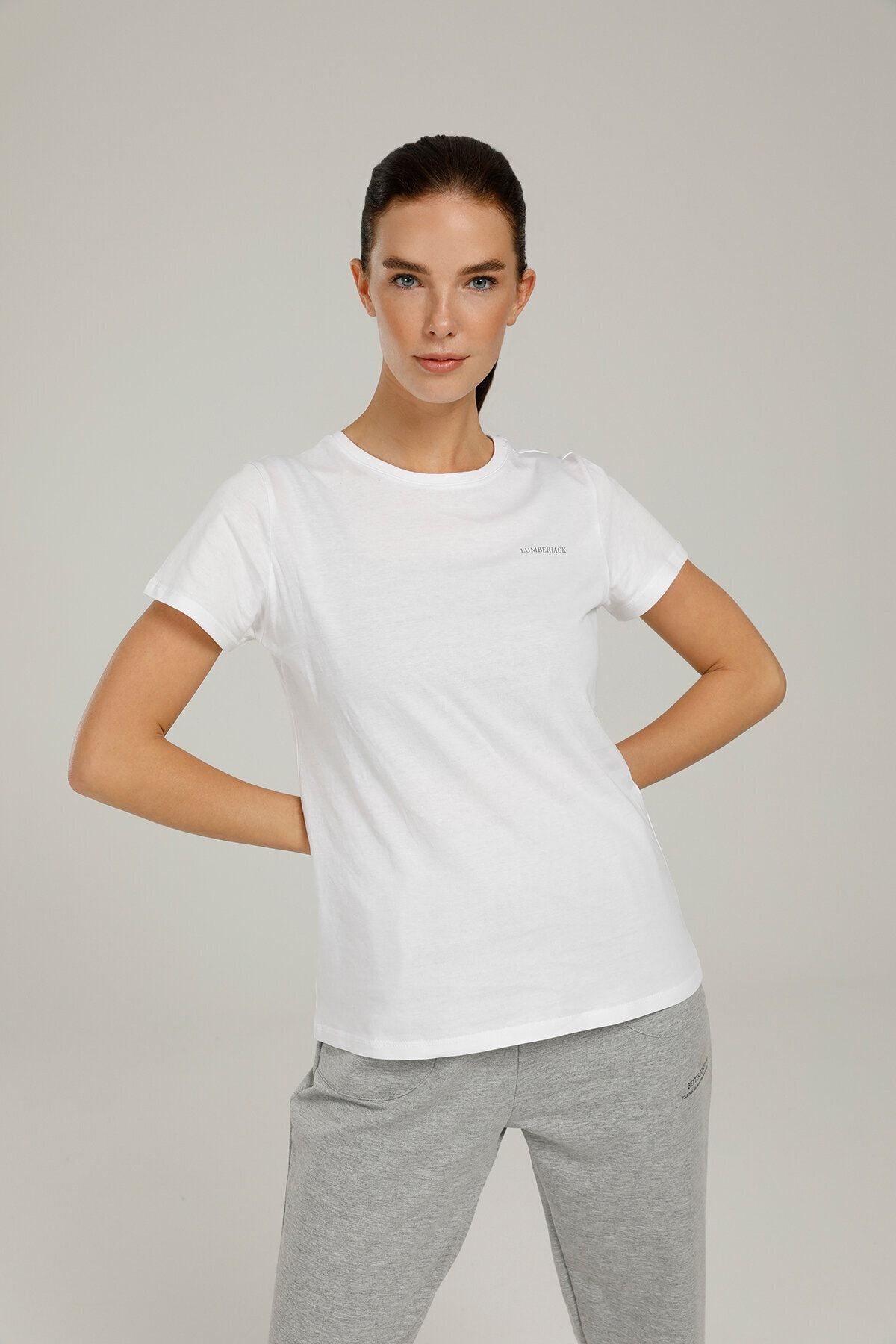 Lumberjack Ct122 Basıc C Neck T-shır Beyaz Kadın T-shirt CT122 BASIC C NECK T-SHIR