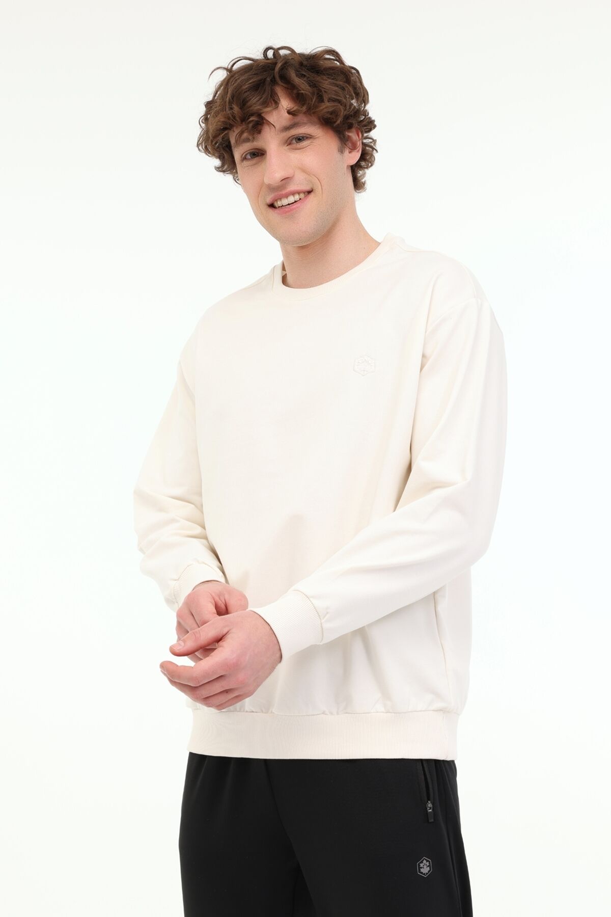 Lumberjack MB SN75 C NECK SW 5FX Ekru Erkek Sweatshirt