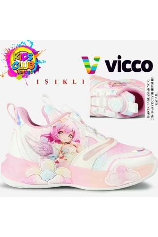 Vicco Yusi Akıllı Bağcıklı Işıklı Ortopedik Çocuk Spor Ayakkabı BEYAZ