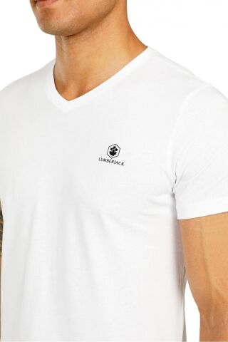 Lumberjack 3m M-ct106 Bsc V Nk T-sh 3fx Beyaz Erkek T-shirt 257 CT106