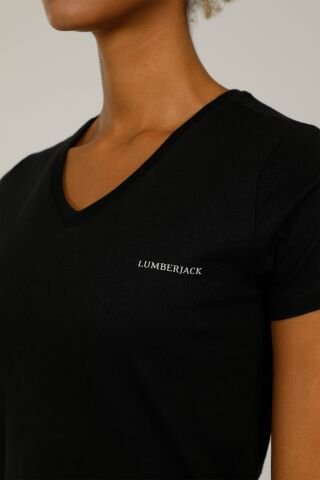 Lumberjack Ct126 Basıc V Neck T-shır Siyah Kadın T-shirt CT126 BASIC V NECK T-SHIR