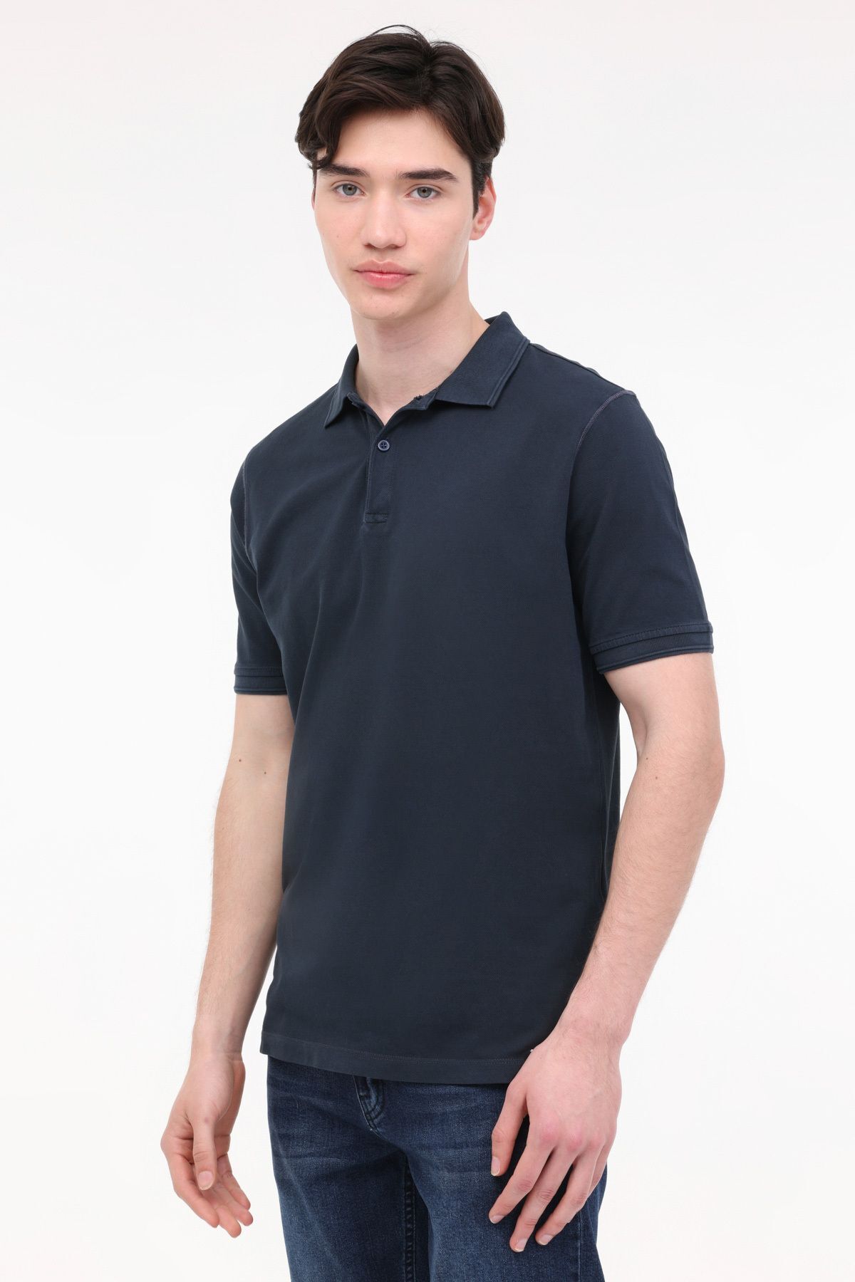 Lumberjack M-BS20 BSC POLO T-SH 4FX İndigo Erkek Kısa Kol T-Shirt