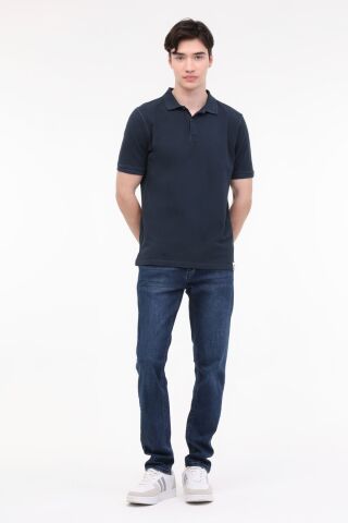 Lumberjack M-BS20 BSC POLO T-SH 4FX İndigo Erkek Kısa Kol T-Shirt