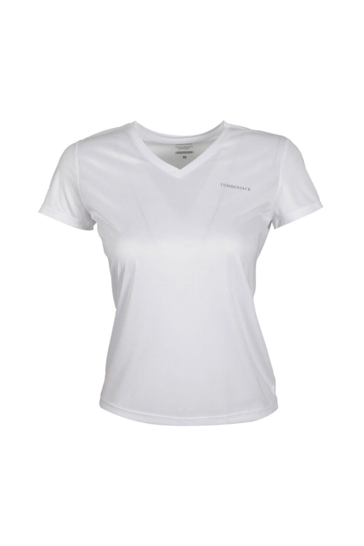 LUMBERJACK CT127 BASIC PES V NECK T- BEYAZ Kadın T-Shirt -