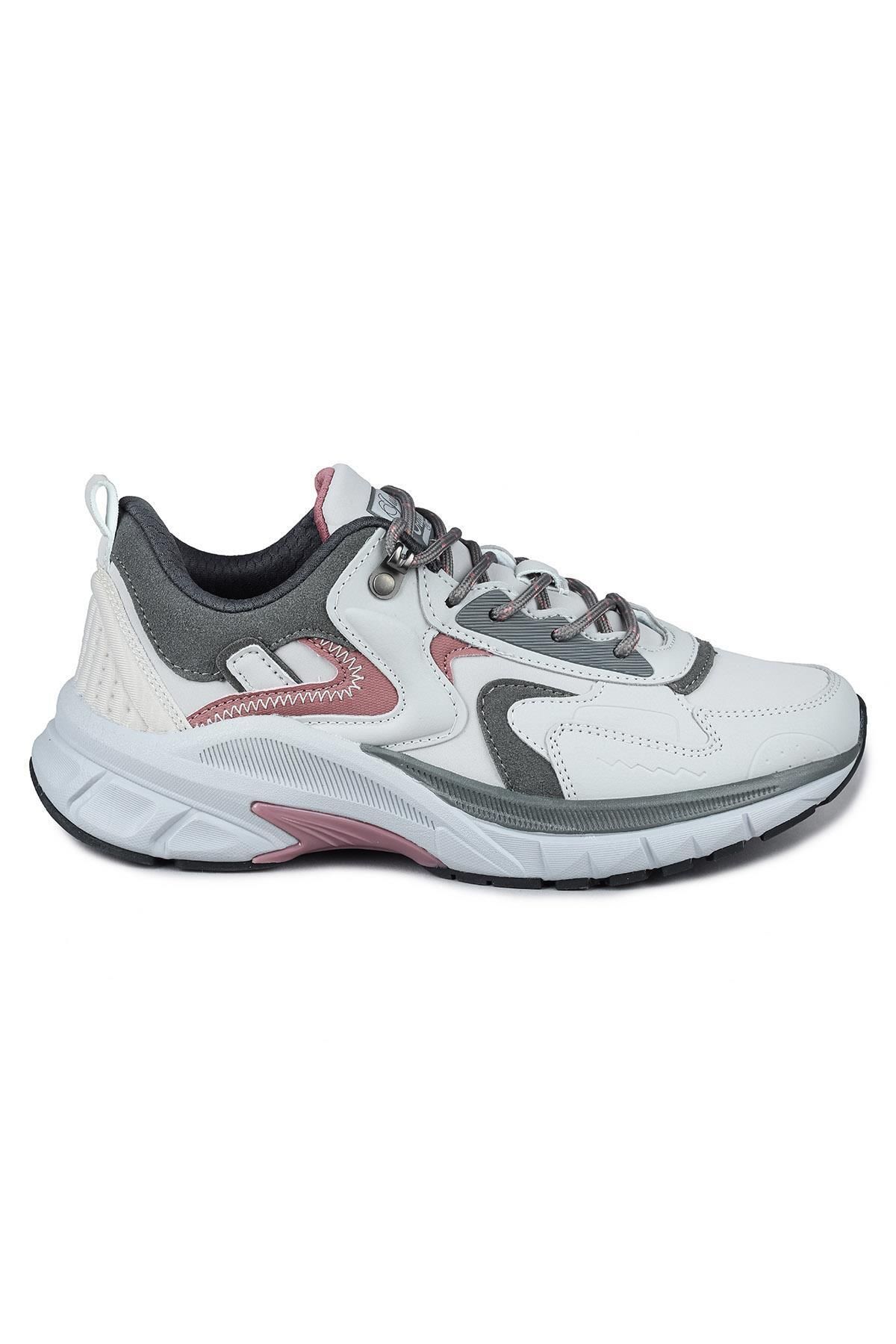 Jump 30866 Gri - Bordo Kadın Sneaker Günlük Spor Ayakkabı
