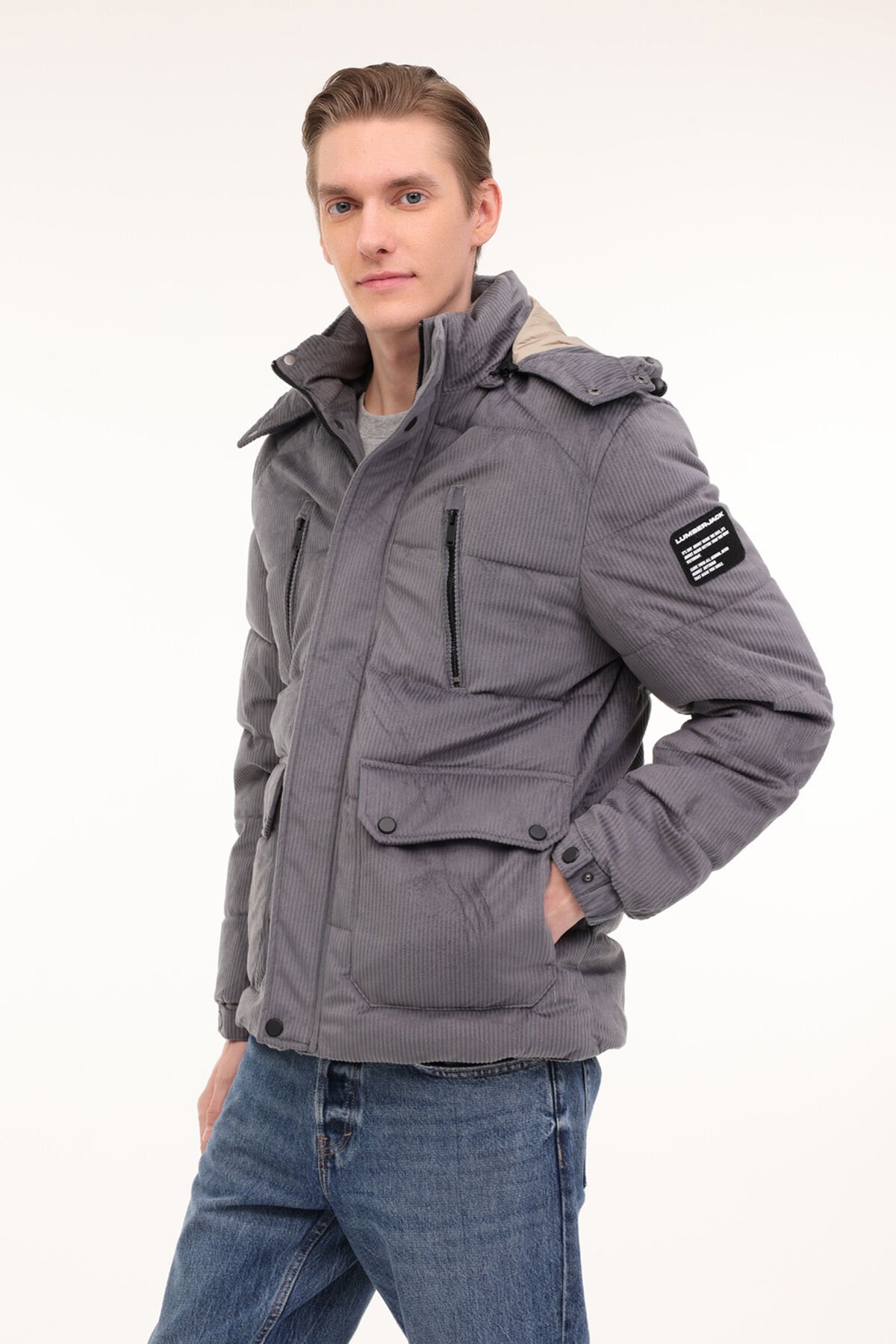 Lumberjack ML 2 JJXCFAW23-H2349 4PR Antrasit Erkek Kısa Kaban