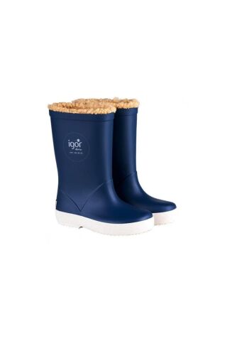 IGOR W10207 Splash Nautico Çocuk Kürklü Mavi Yağmur Çizmesi
