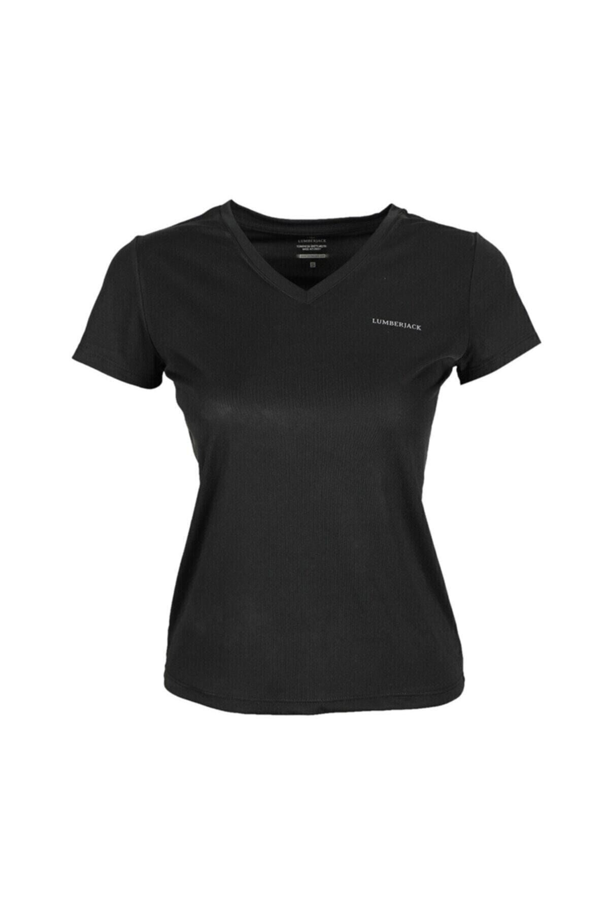 Lumberjack CT127 BASIC PES V NECK T- Siyah Kadın T-Shirt